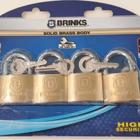 4 Pack Brinks 161-40401 Solid Brass Body Pad Locks - Cut & Weather Resistant - Picture 1 of 4